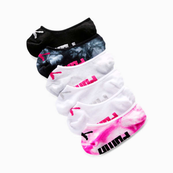 Girls' Liner Socks [6 Pack], PINK / BLACK, extralarge